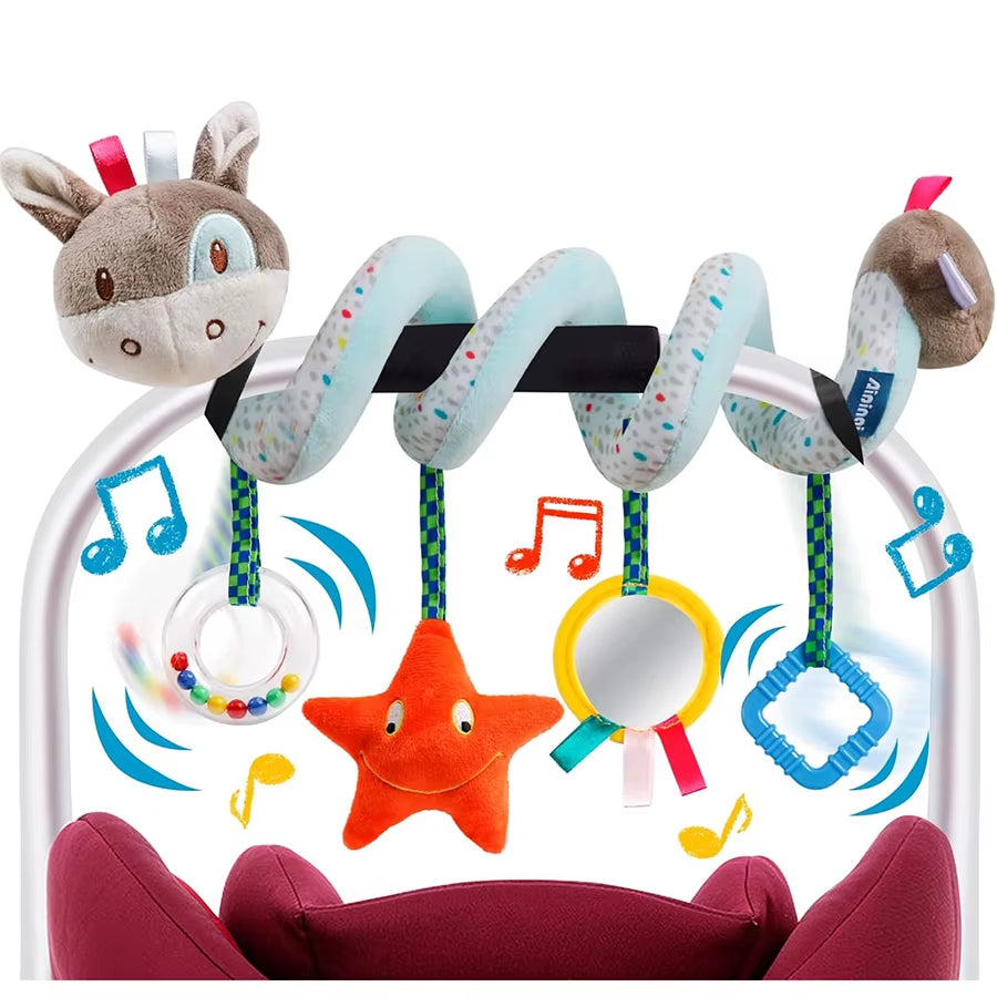 Spiral Car Seat Stroller Activity Toy Baby Sensory Toys, Soft Hanging Toys for Babies 0-12 Months Carseat Crib Stroller Bell