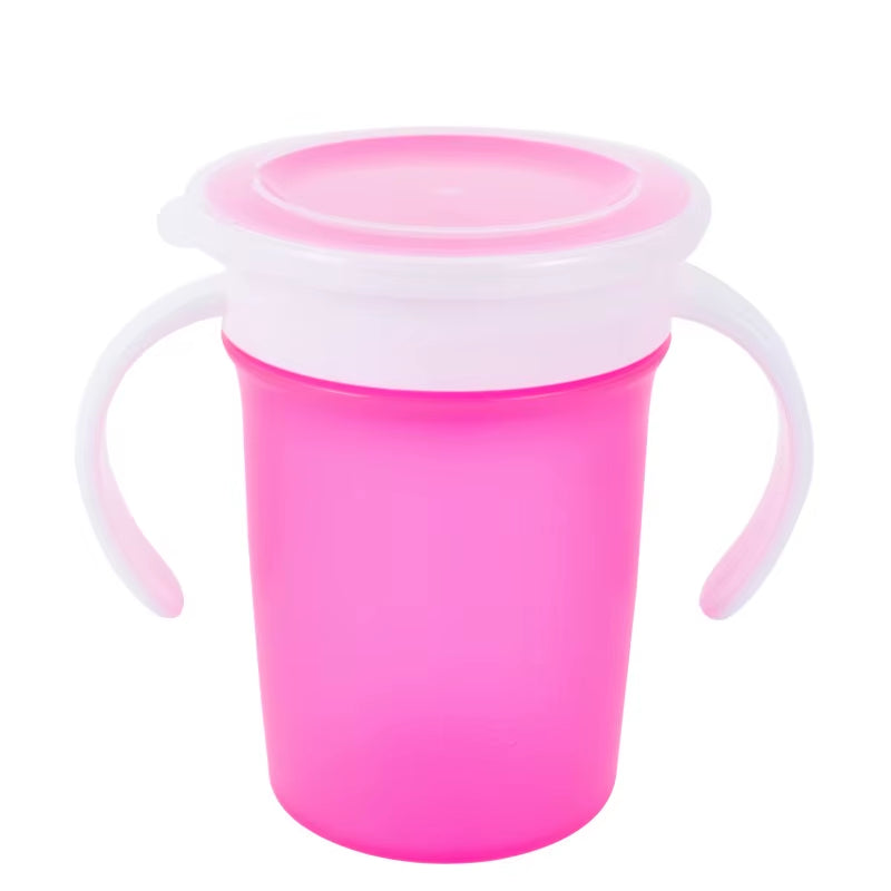 Baby Water Cups 360 Degrees Rotated Baby Learning Drinking Cup with Double Handle Flip Lid Leakproof Infants Water Cups Bottle