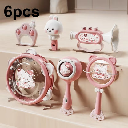 Baby Hand Beat Drum Percussion Instrument Toy Set Baby Puzzle Early Education Enlightenment Toy Safety Material Grasping Train