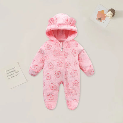 0-12M Cartoon Newborn Bodysuit Warm Romperssoft Newborn Baby Clothes Flannel Autumn Winter Baby Boys Girls Jumpsuit