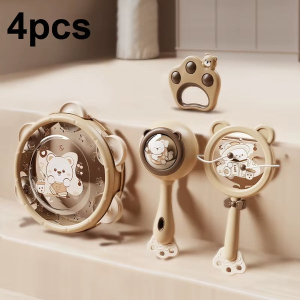 Baby Hand Beat Drum Percussion Instrument Toy Set Baby Puzzle Early Education Enlightenment Toy Safety Material Grasping Train