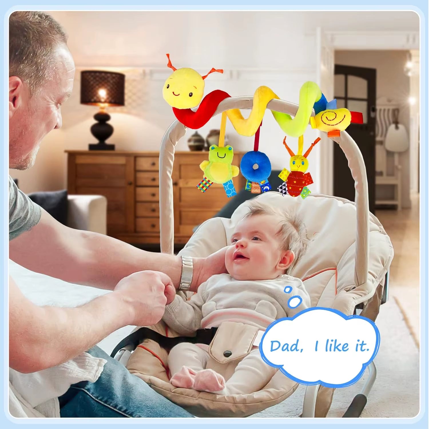 Spiral Car Seat Stroller Activity Toy Baby Sensory Toys, Soft Hanging Toys for Babies 0-12 Months Carseat Crib Stroller Bell