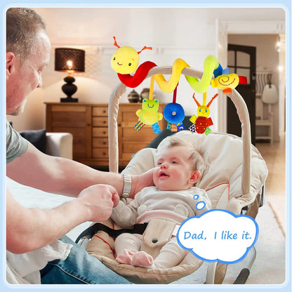 Spiral Car Seat Stroller Activity Toy Baby Sensory Toys, Soft Hanging Toys for Babies 0-12 Months Carseat Crib Stroller Bell