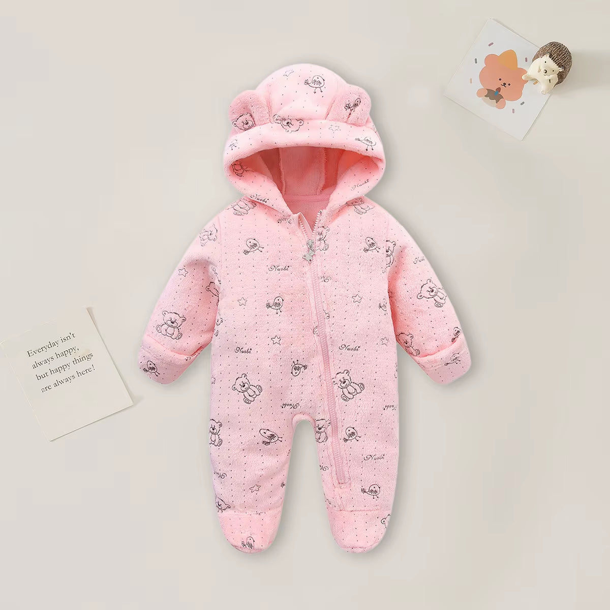 0-12M Cartoon Newborn Bodysuit Warm Romperssoft Newborn Baby Clothes Flannel Autumn Winter Baby Boys Girls Jumpsuit