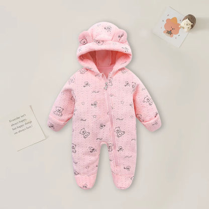 0-12M Cartoon Newborn Bodysuit Warm Romperssoft Newborn Baby Clothes Flannel Autumn Winter Baby Boys Girls Jumpsuit