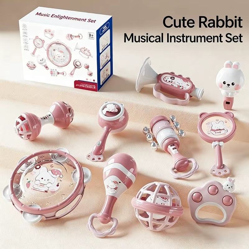 Baby Hand Beat Drum Percussion Instrument Toy Set Baby Puzzle Early Education Enlightenment Toy Safety Material Grasping Train