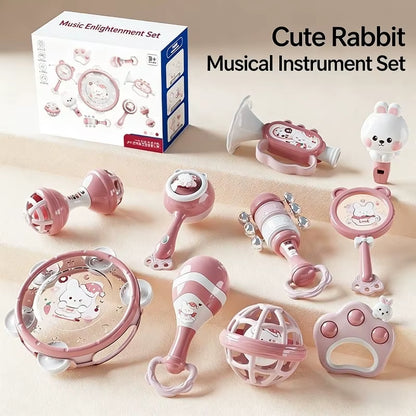 Baby Hand Beat Drum Percussion Instrument Toy Set Baby Puzzle Early Education Enlightenment Toy Safety Material Grasping Train