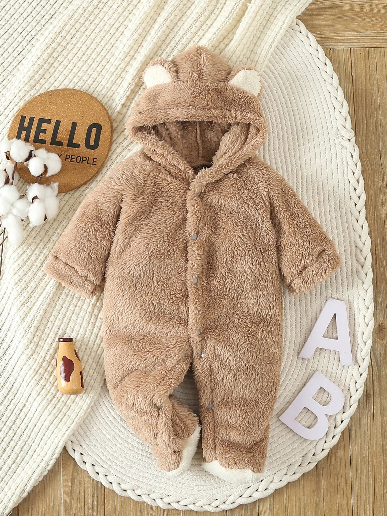 Autumn Winter Newborn Baby Rompers Warm Fleece Baby Boys Costume Baby Girls Clothing Animal Baby Pajamas Hooded Jumpsuits 0-1Y