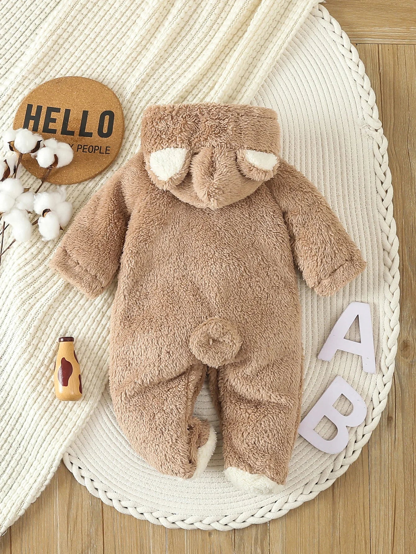 Autumn Winter Newborn Baby Rompers Warm Fleece Baby Boys Costume Baby Girls Clothing Animal Baby Pajamas Hooded Jumpsuits 0-1Y