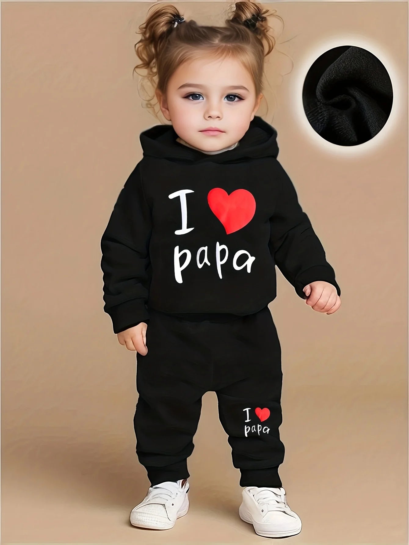 Newborn Baby Girl'S English Printed Fleece Hoodie and Sporty Casual Pants Are Suitable for Outdoor Use