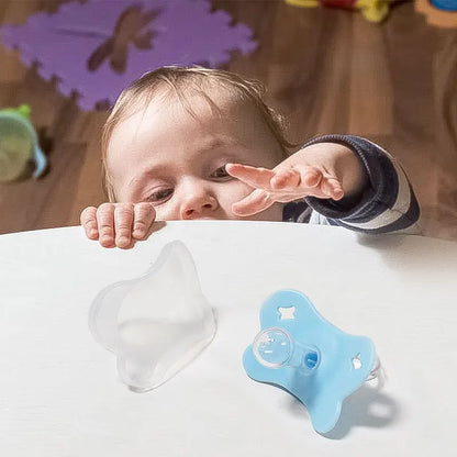 1PC Baby Pacifier Silicone Soother Newborn round Nipple BPA Free 100% Food Grade with PP Dust Proof Lid