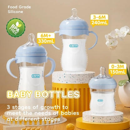 New 1PCS 150/240/330ML Baby PP Bottle Newborn Baby Bottle with Handle Milk Bottle Feeding Baby Bottles Newborn Feeding Supplies