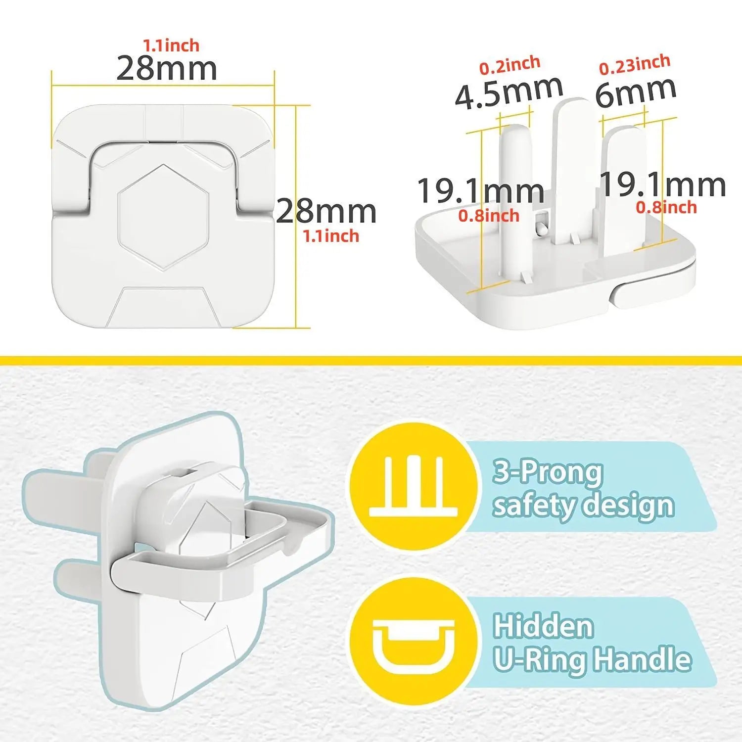 50Pcs Outlet Covers Baby Proofing Safety -Child Secure Electric Plug Protectors with Hidden Handle Square