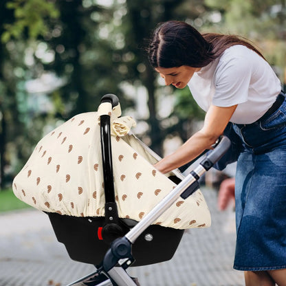 Muslin Car Seat Cover Baby - Breathable and Privacy Car Seat Canopy with 3 Modes - Easy Install & Gift Box Packaging