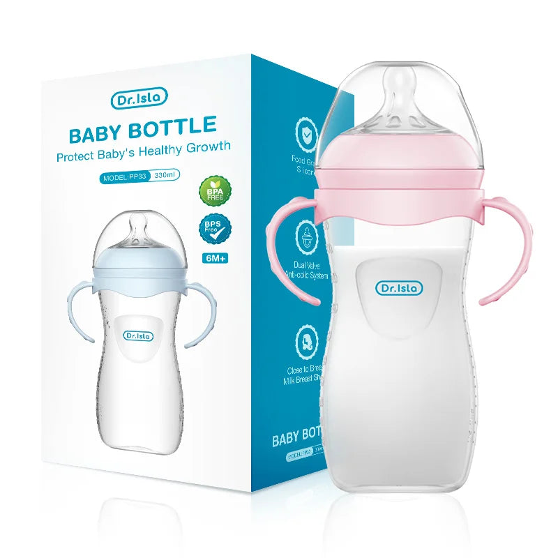 New 1PCS 150/240/330ML Baby PP Bottle Newborn Baby Bottle with Handle Milk Bottle Feeding Baby Bottles Newborn Feeding Supplies
