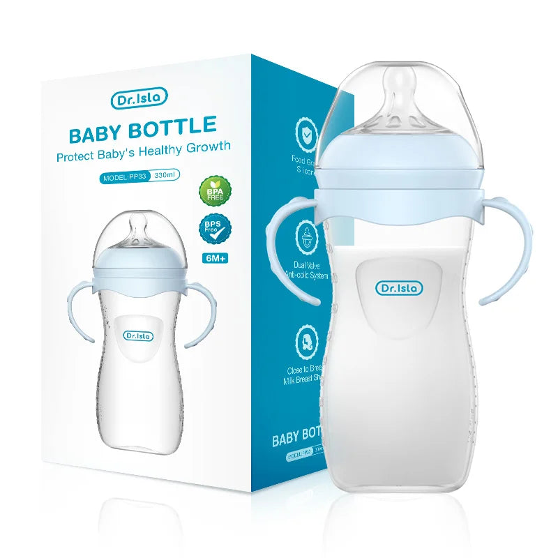 New 1PCS 150/240/330ML Baby PP Bottle Newborn Baby Bottle with Handle Milk Bottle Feeding Baby Bottles Newborn Feeding Supplies