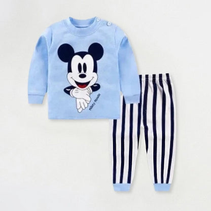 0-4 Age Baby Underwear Suit Printed Cartoon Cute Minnie Girls Long Sleeved Set Pajamas Autumn Clothing Kids Home Clothes Outfits