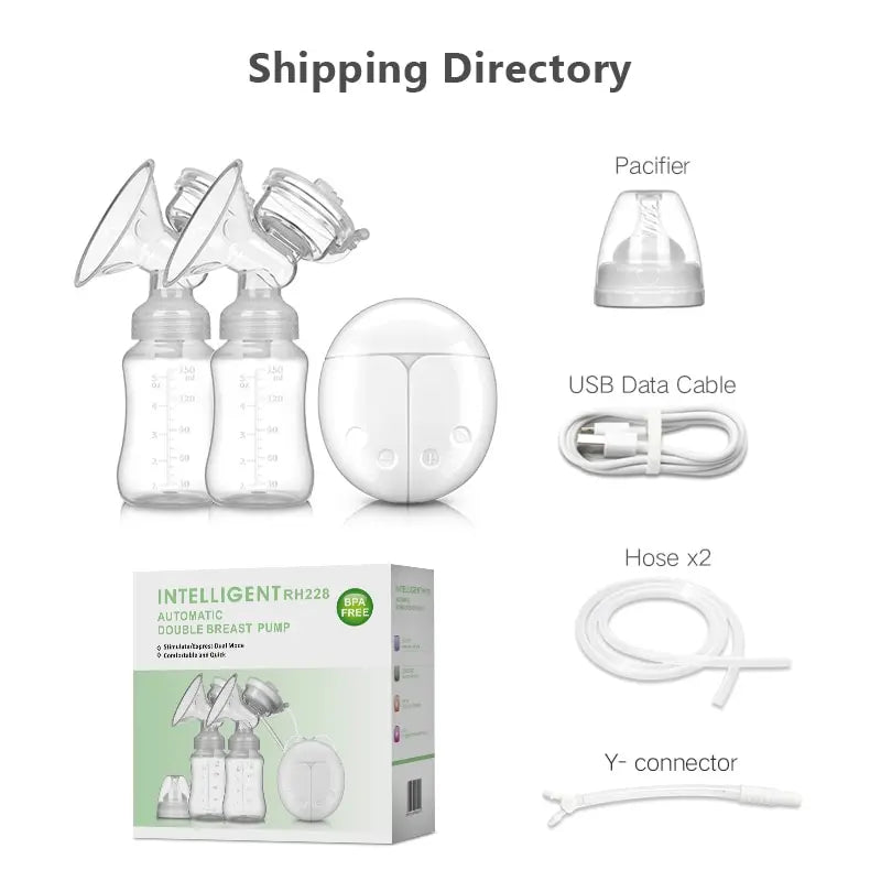 New Electric Double Breast Pump USB BPA Free Breast Pumps Baby Breast Feeding with Nursing Pads and Breast Milk Storage Gift Set