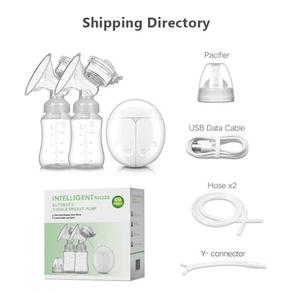 New Electric Double Breast Pump USB BPA Free Breast Pumps Baby Breast Feeding with Nursing Pads and Breast Milk Storage Gift Set