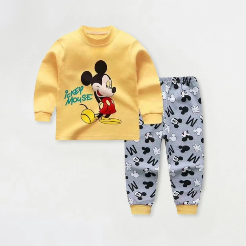 0-4 Age Baby Underwear Suit Printed Cartoon Cute Minnie Girls Long Sleeved Set Pajamas Autumn Clothing Kids Home Clothes Outfits