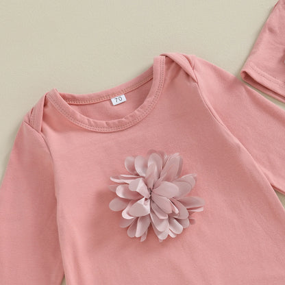 2 Cs Newborn Rompers Spring Autumn Baby Girl Clothes Floral Cotton Blend Jumpsuit Overall + Hat Suit for 0-18 Months