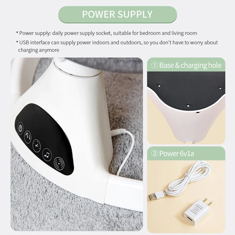 Electric Baby Rocking Chair with Toys & Remote Control Portable Swing Chair for Newborn 0-18 Months Baby Crib with Mosquito Net