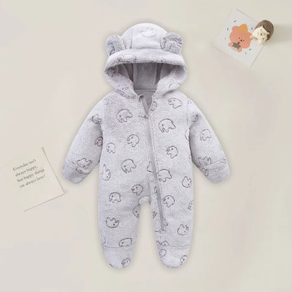 0-12M Cartoon Newborn Bodysuit Warm Romperssoft Newborn Baby Clothes Flannel Autumn Winter Baby Boys Girls Jumpsuit