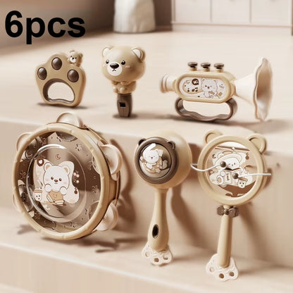 Baby Hand Beat Drum Percussion Instrument Toy Set Baby Puzzle Early Education Enlightenment Toy Safety Material Grasping Train