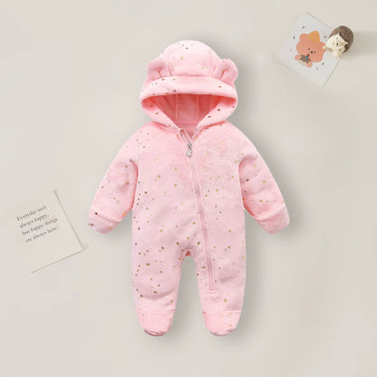 0-12M Cartoon Newborn Bodysuit Warm Romperssoft Newborn Baby Clothes Flannel Autumn Winter Baby Boys Girls Jumpsuit