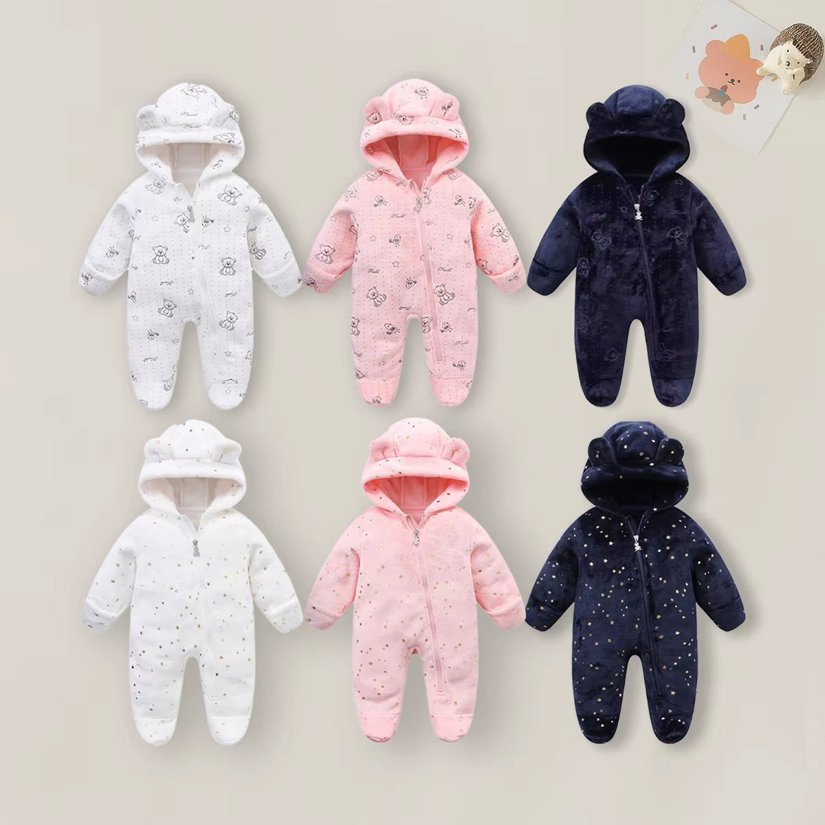 0-12M Cartoon Newborn Bodysuit Warm Romperssoft Newborn Baby Clothes Flannel Autumn Winter Baby Boys Girls Jumpsuit