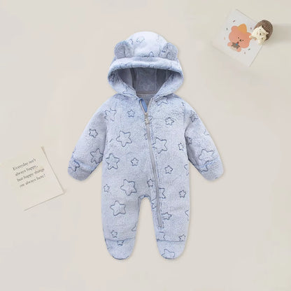 0-12M Cartoon Newborn Bodysuit Warm Romperssoft Newborn Baby Clothes Flannel Autumn Winter Baby Boys Girls Jumpsuit