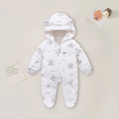 0-12M Cartoon Newborn Bodysuit Warm Romperssoft Newborn Baby Clothes Flannel Autumn Winter Baby Boys Girls Jumpsuit