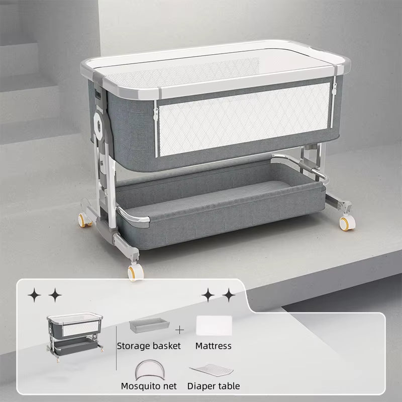 0-2 Years Old Crib Removable Portable Baby Bassinet Adjustable Height Foldable Multi-Functional New Child Splice Queen Bed