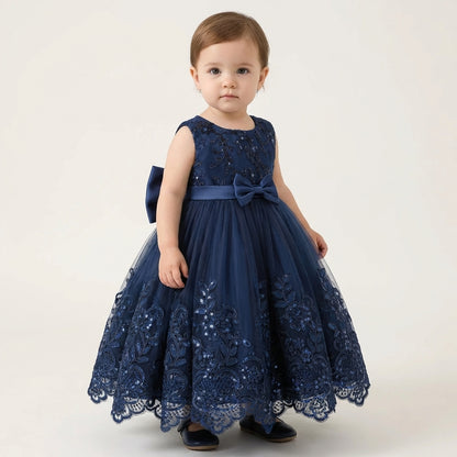 Sapphire Lace Bow Dress