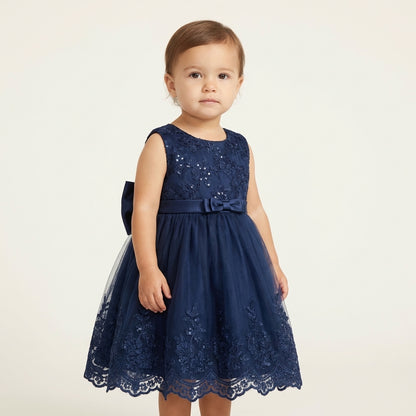 Sapphire Bow Lace Dress